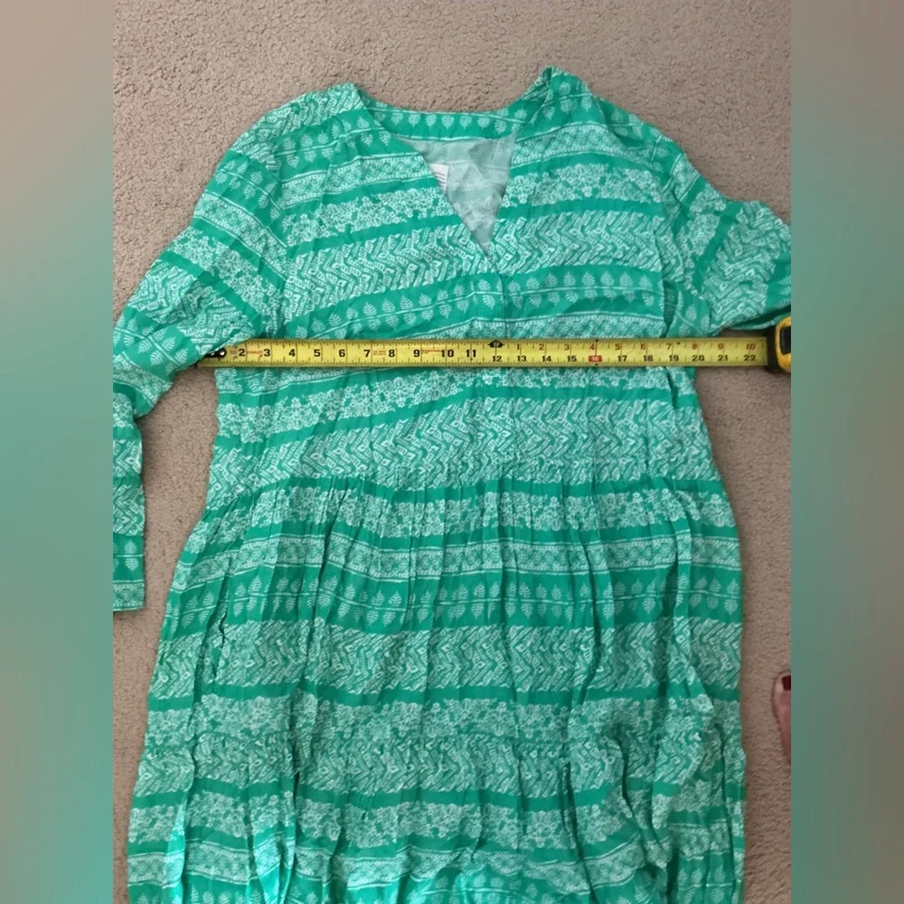QVC Destination 365 Green and White Patterned Dress New Without Tags Large NWOT - Picture 4 of 7